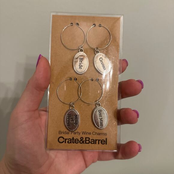 New Crate and Barrel Bridal Party Wine Charms - Picture 1 of 3